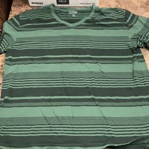 Old Navy Classic V-neck Black & Green striped T-shirt size Large